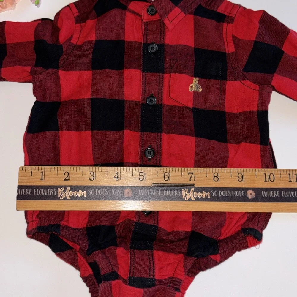 Red and Black Flannel Bodysuit 3-6M BABY GAP BUFFALO PLAID FLANNEL SHIRT